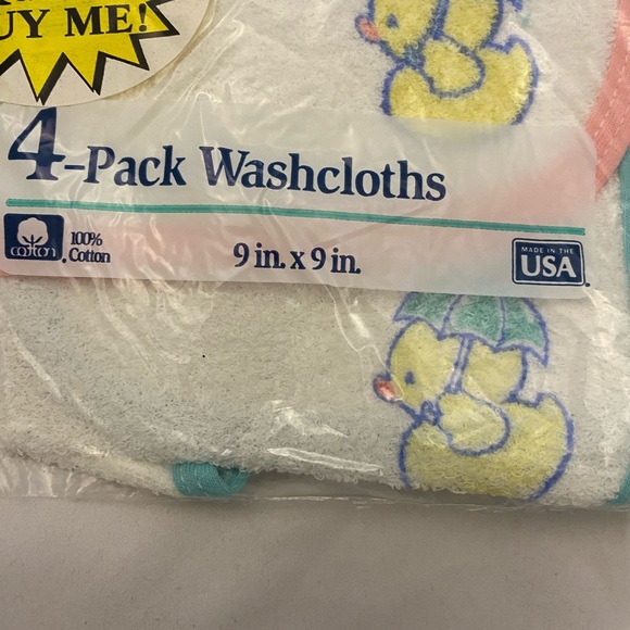 Vintage 1993 Gerber Terry Washcloths Duck Duckie 4-pack Old Wal-mart Price Tag - Picture 4 of 15